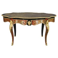 Rare Andre Boulle Style Brass Inlaid Center Table