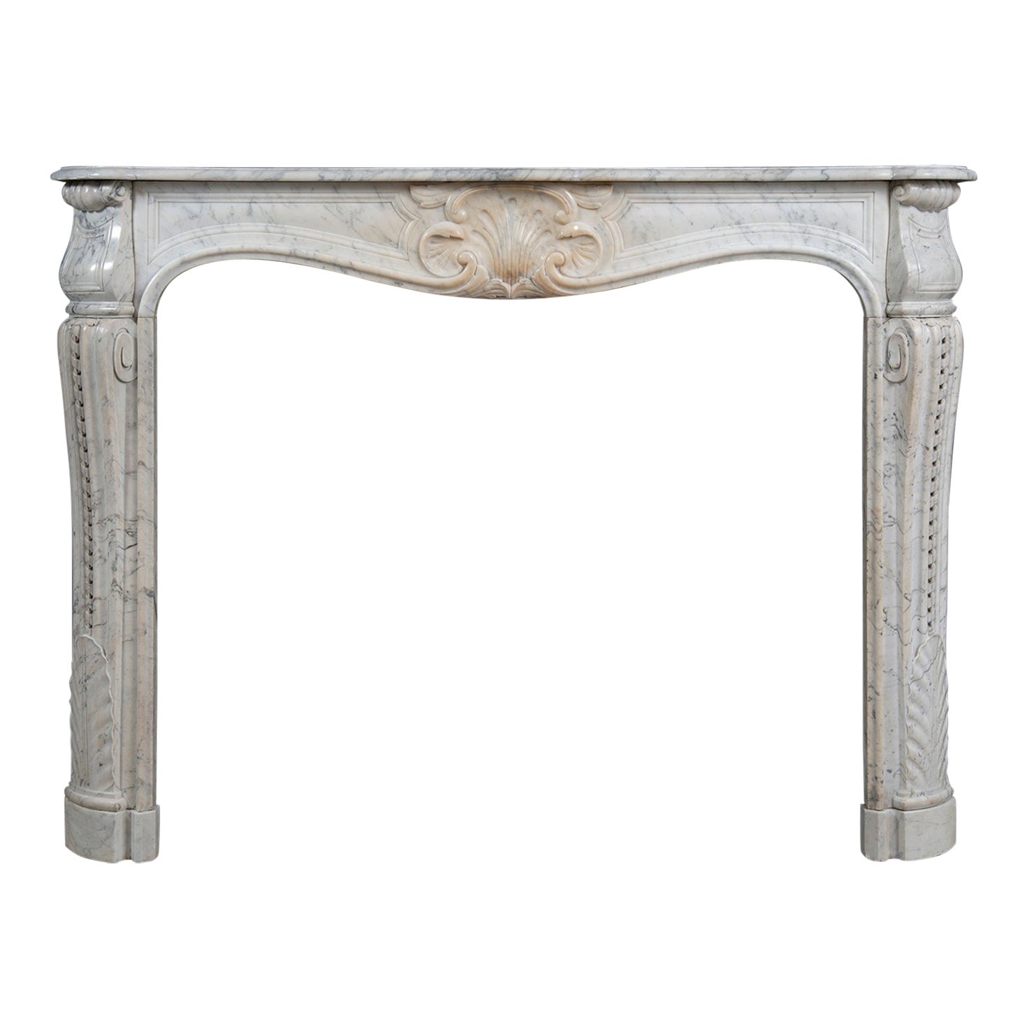 White Marble Louis XV Fireplace Mantel