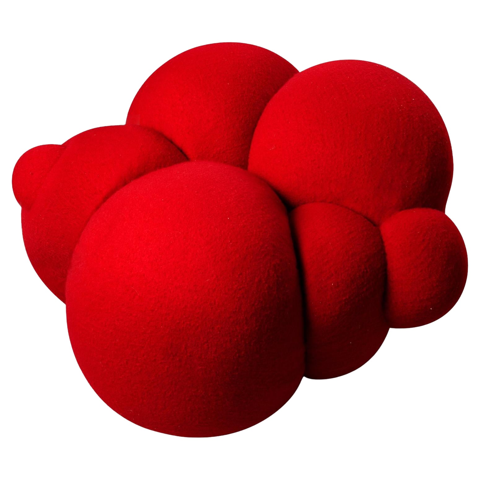 Peaches Pouffe by Lara Bohinc, Red Boucle, Organic Shape, stool, in Stock