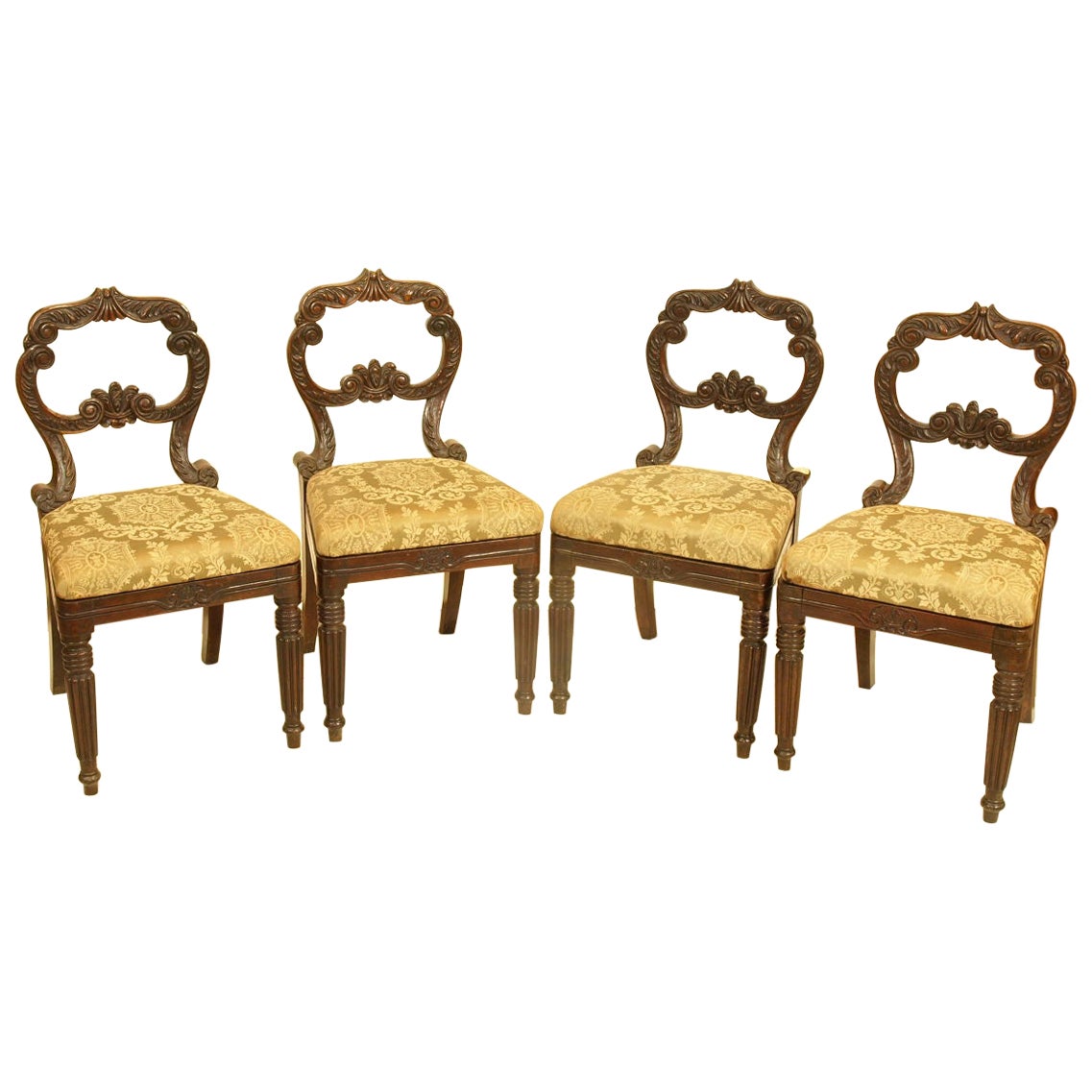 Set of Four William 4th Carved Rosewood Side Chairs For Sale