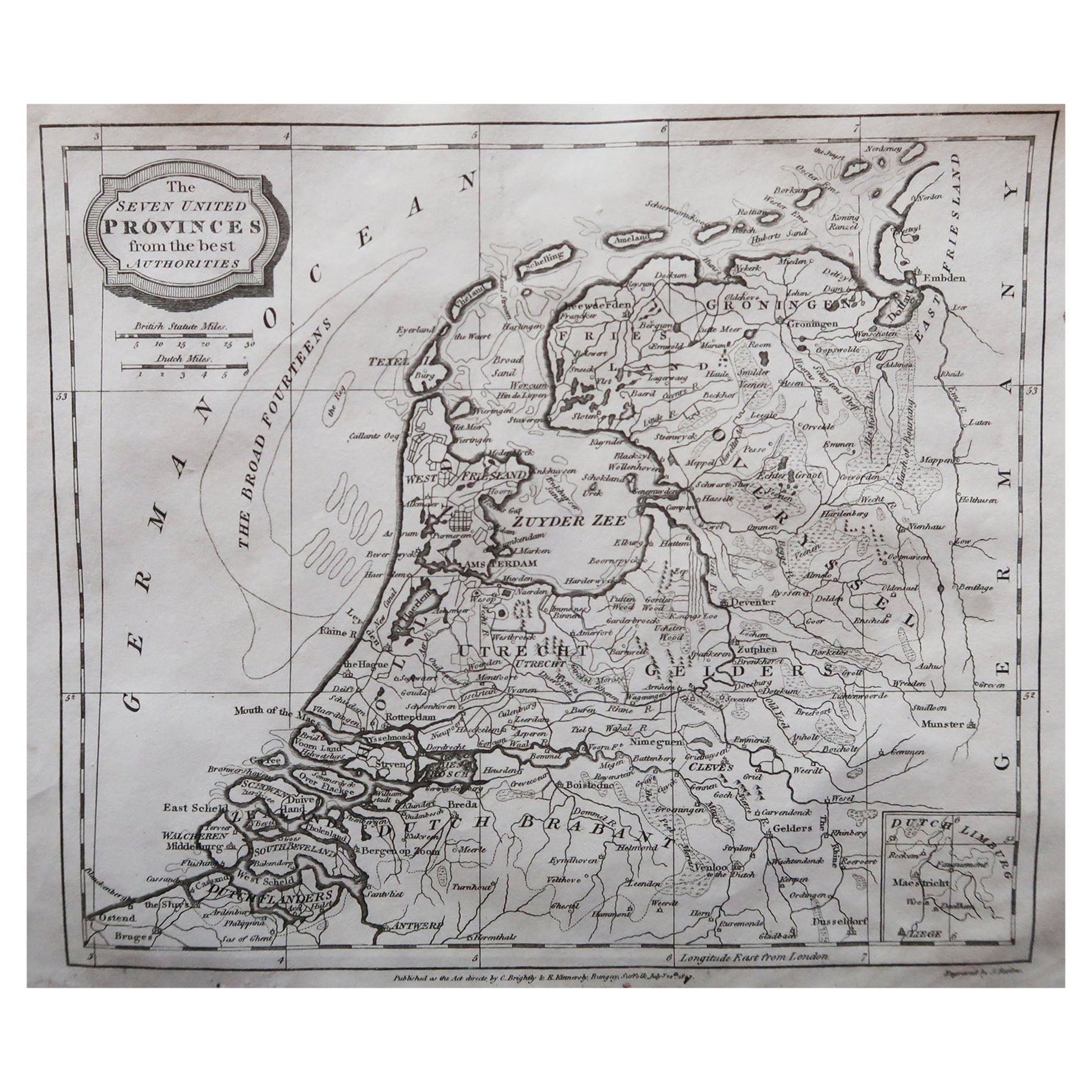Carte ancienne originale des Pays-Bas, gravée par Barlow, datée de 1807 en vente