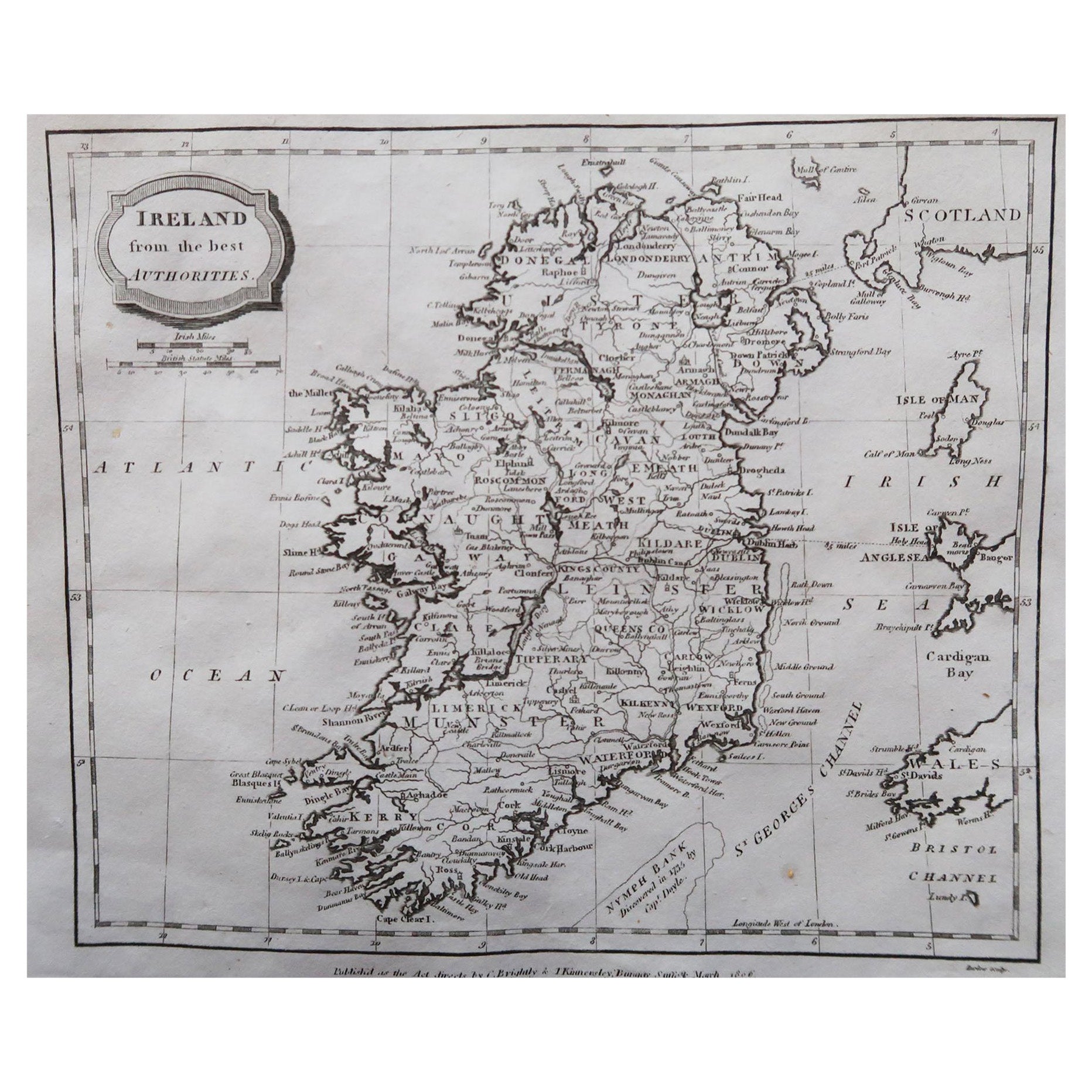 Original Antique Map of Ireland, Engraved by Barlow, Dated 1806