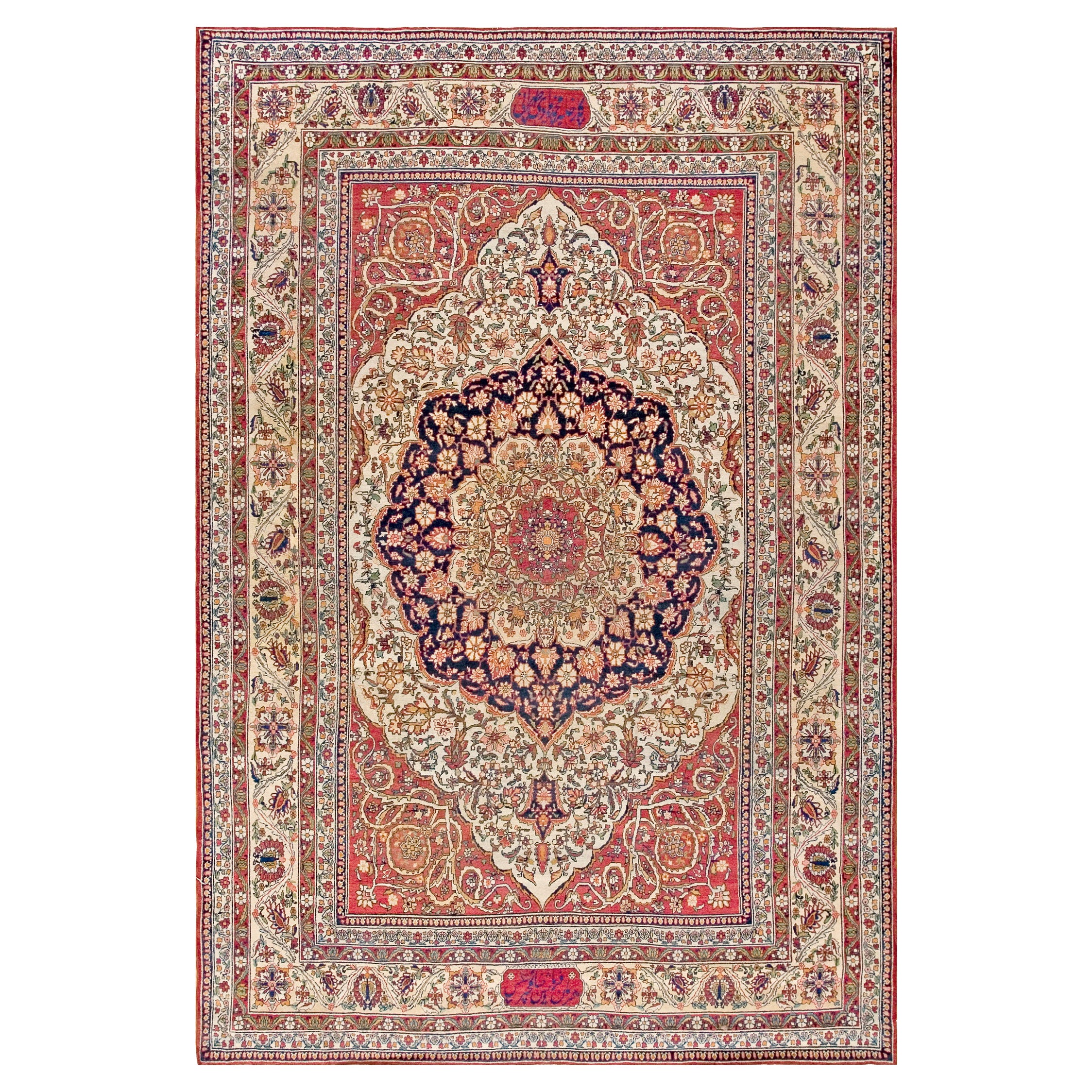 19th Century Persian Kerman Laver Carpet (7'9" x 11'9" - 236 x 358 cm ) For Sale