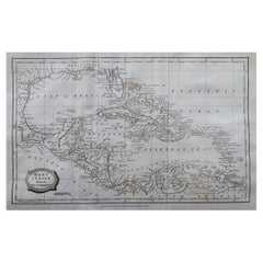 Original Antique Map of Florida And The Caribbean, Engraved By Barlow, 1806