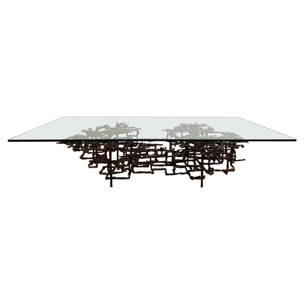 Daniel Gluck, Brutalist Mid-Century Modern, Coffee Table, Sculpted Bronze, 1970s For Sale