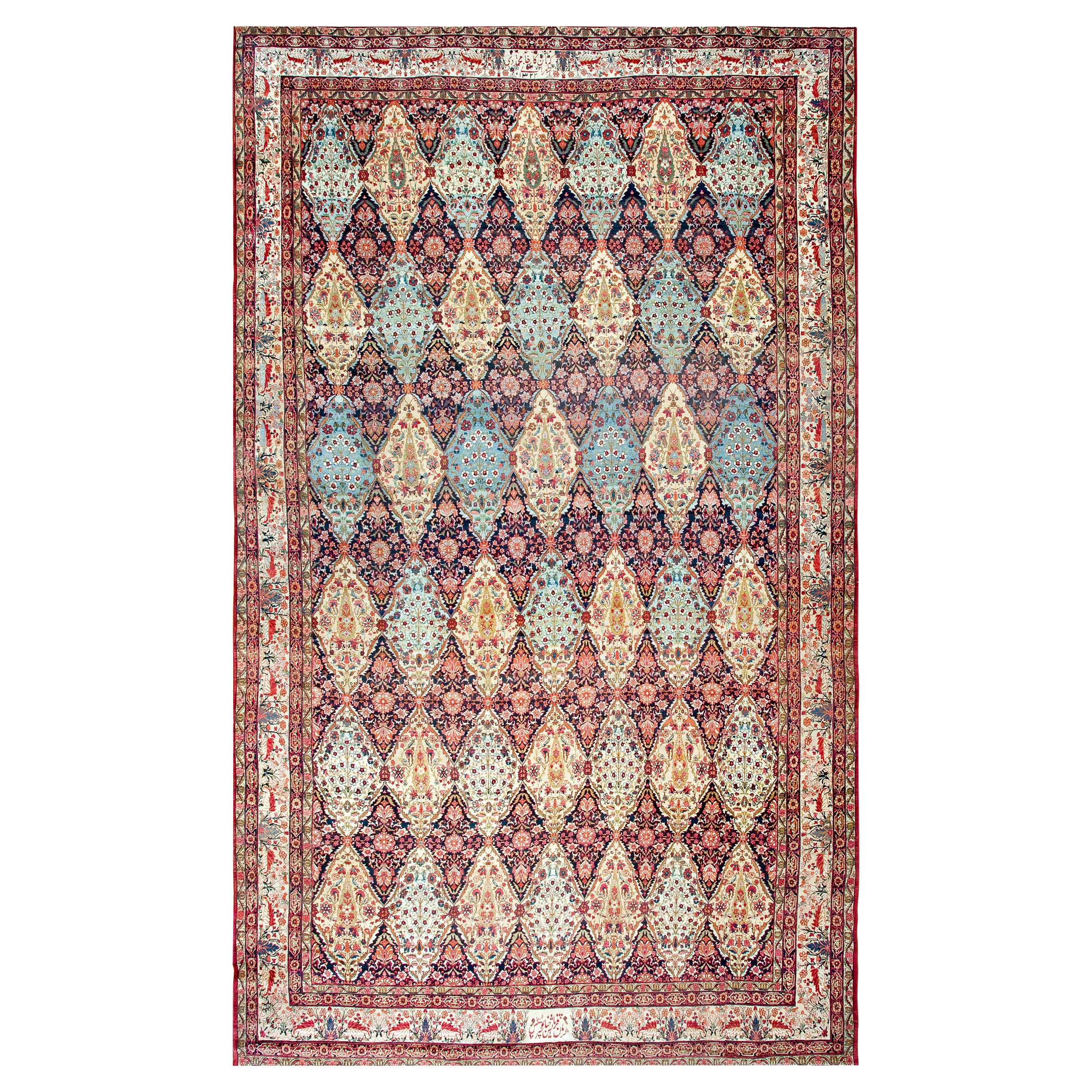19th Century Persian Kerman Laver Carpet ( 11'6" x 19'8" - 350 x 599 cm ) For Sale
