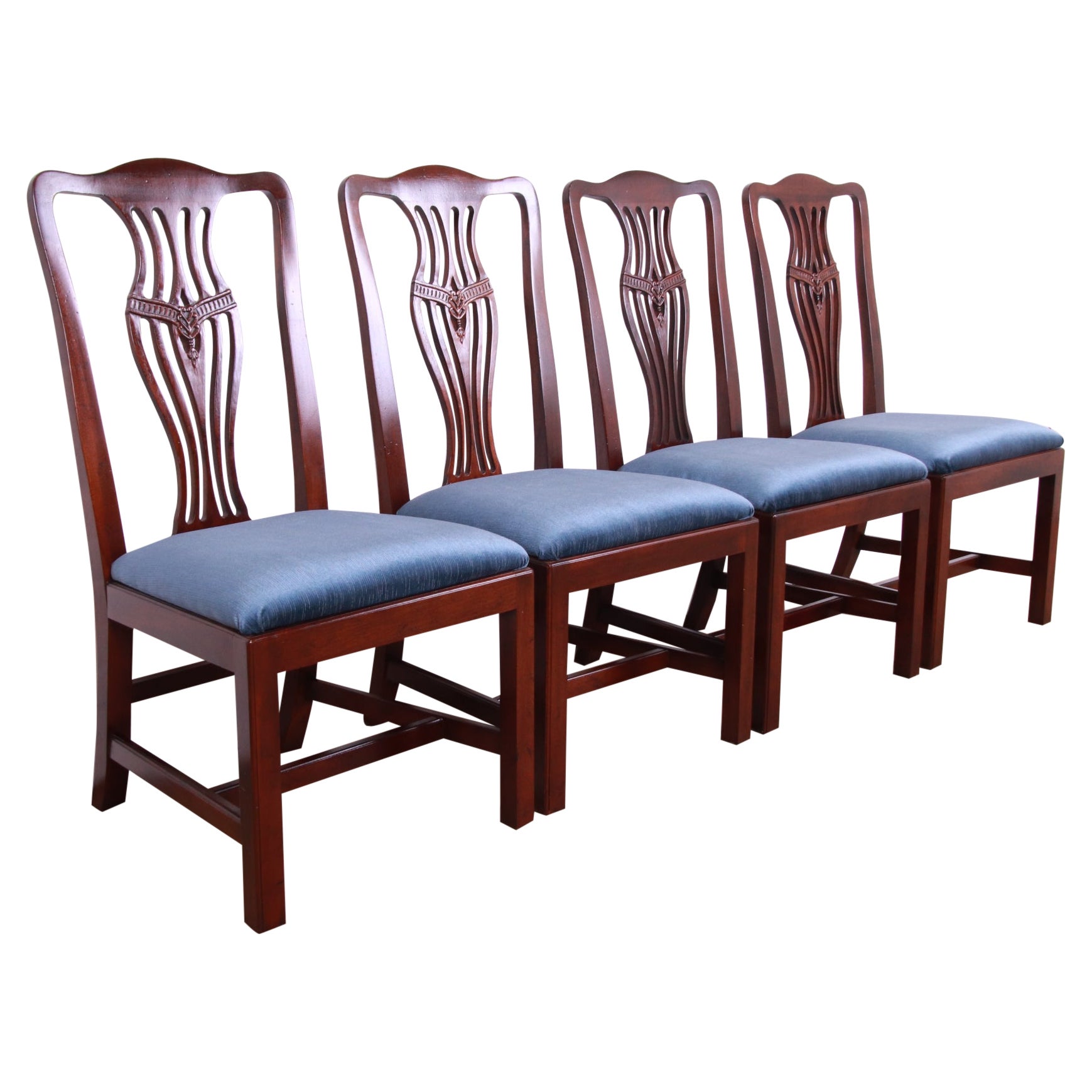 Henredon Georgian Carved Mahogany Dining Chairs, Set of Four For Sale at  1stDibs