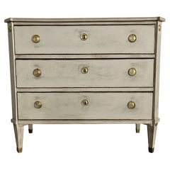 Antique Swedish Paint Decorated Gustavian Chest / Commode, Bronze Mounted, 19th Century