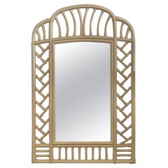 Retro Ficks Reed Chinese Chippendale Rattan Arched Scalloped Wall Mirror