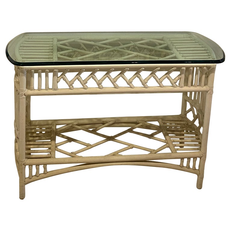 Vintage Rattan Chinese Chippendale Ficks Reed Console Table For Sale at  1stDibs | cane rattan console table