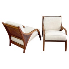 Vintage Teak and Cane Lounge Chairs