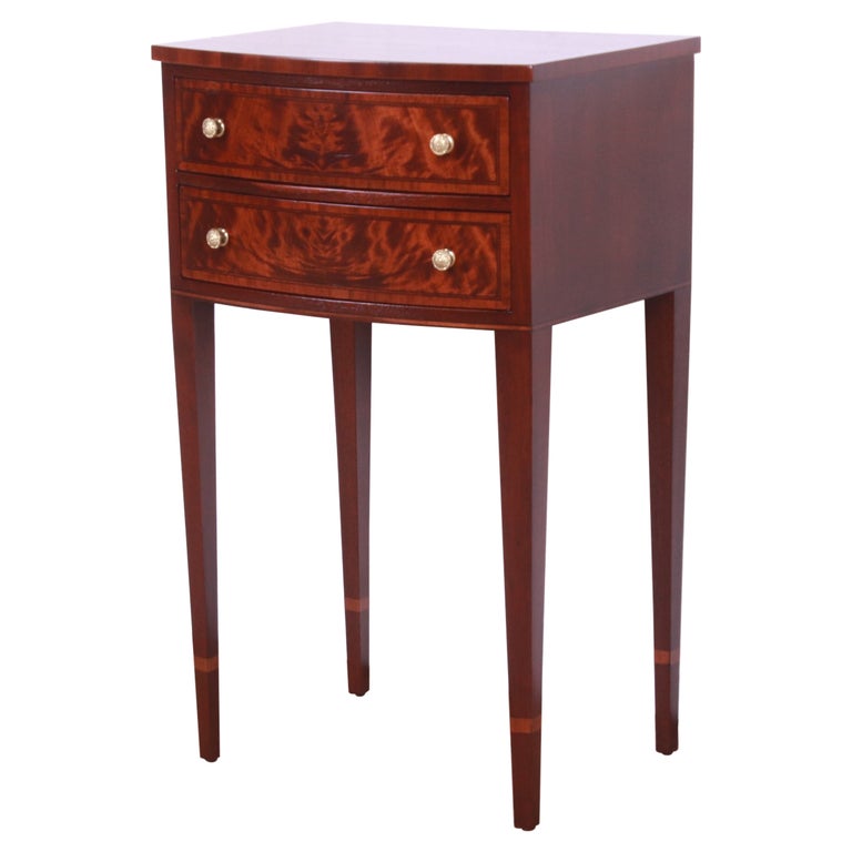 John Widdicomb Federal Style Flame Mahogany Nightstand, Newly Refinished For Sale