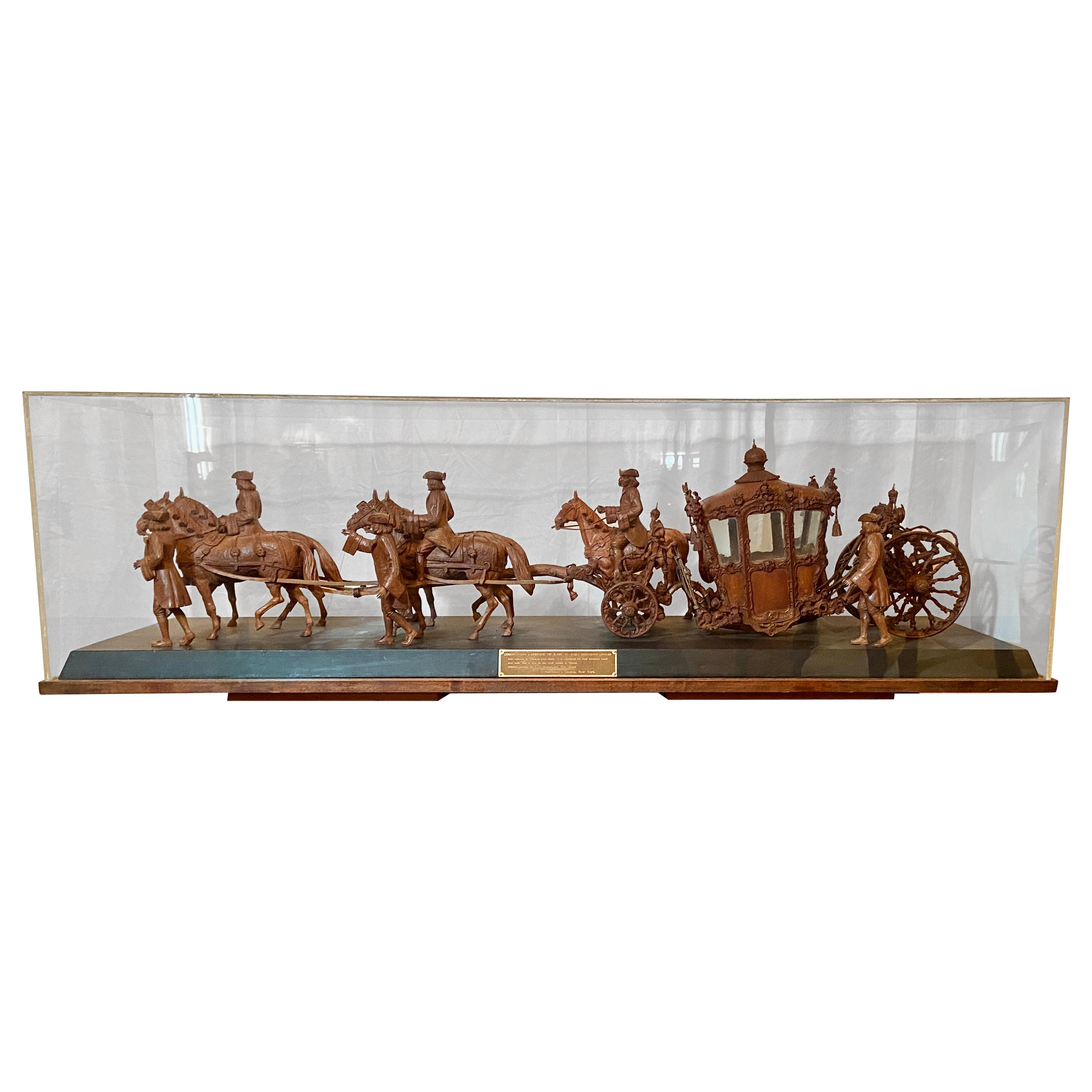 Estate Walnut Museum Maquette / Model of 18th Century Vienna Carriage, C. 1950's