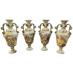 Antique 19th Century Italian Majolica Palace Size Vases