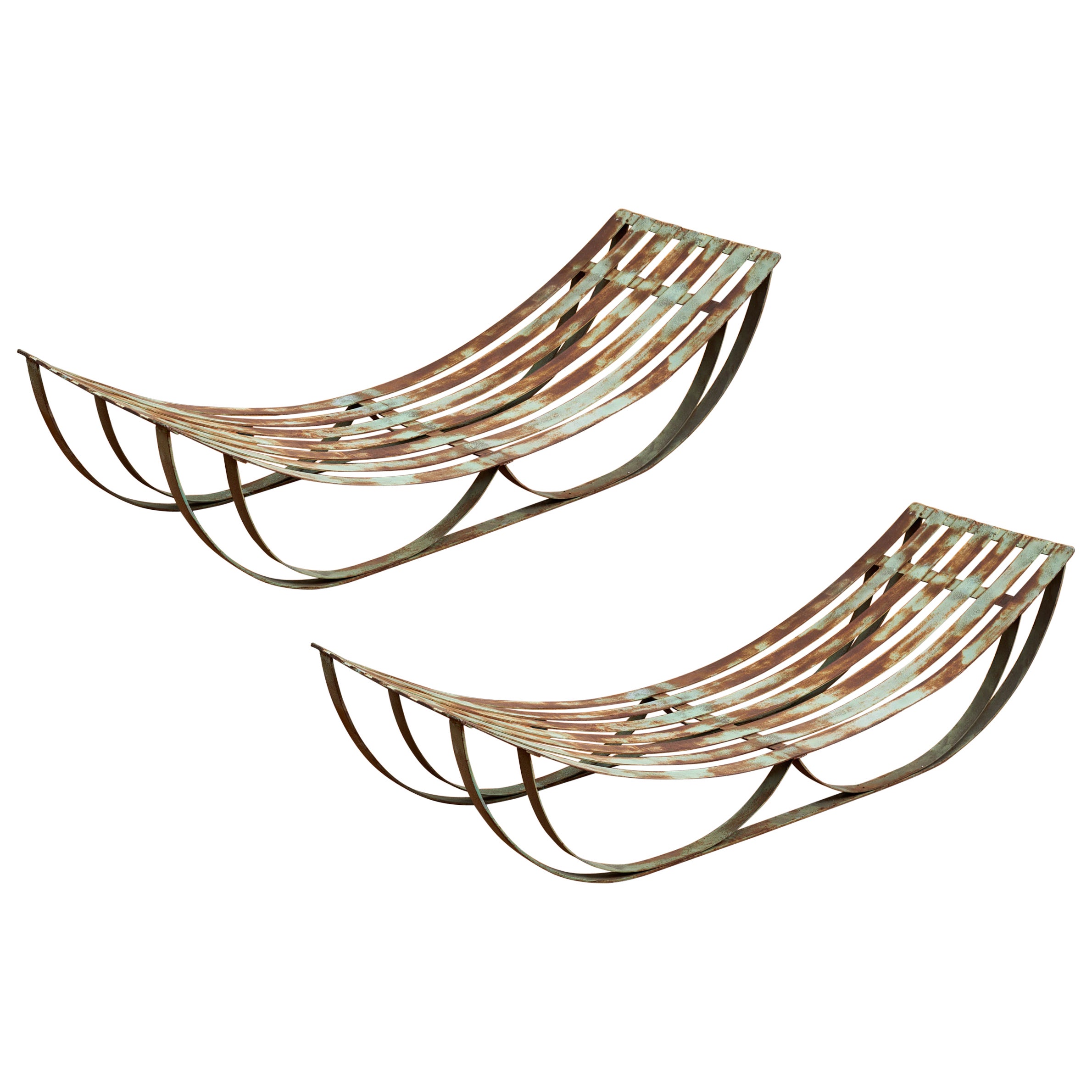 Circa 1950 French Sculptural Steel Lounges Pair For Sale