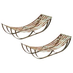 Vintage Circa 1950 French Sculptural Steel Lounges Pair