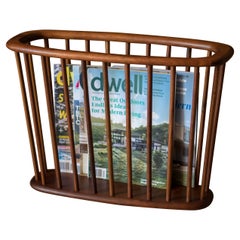 Mid Century Solid Walnut Spindle Magazine Rack Stand by Arthur Umanoff