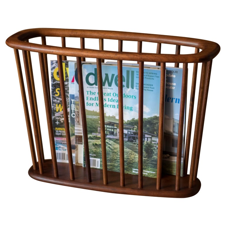 Mid Century Solid Walnut Spindle Magazine Rack Stand by Arthur Umanoff For Sale at 1stDibs