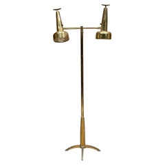 1970s Fabulous Double Cone Floor Lamp Patinated Brass Arched Star Base Stiffel