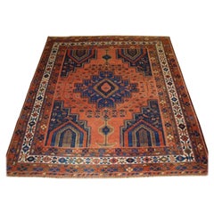 Antique Afshar Neriz Rug with Vase Design and Floral Spray