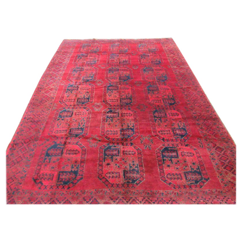 Antique Afghan Carpet with Traditional Ersari Design R-2104 For Sale