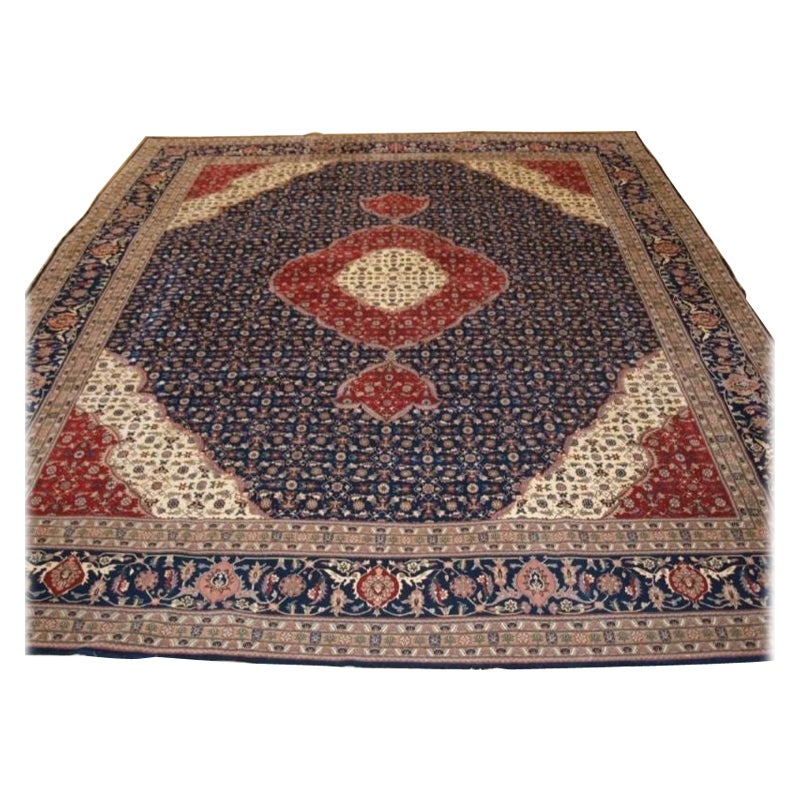 Old Tabriz Carpet with Classic Medallion Design For Sale