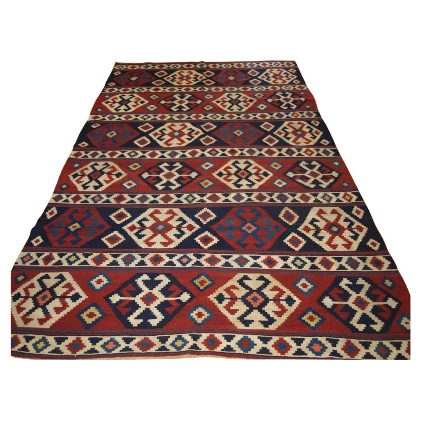 Antique South Caucasian Shirvan Kilim of Outstanding Colour & Traditional Design For Sale