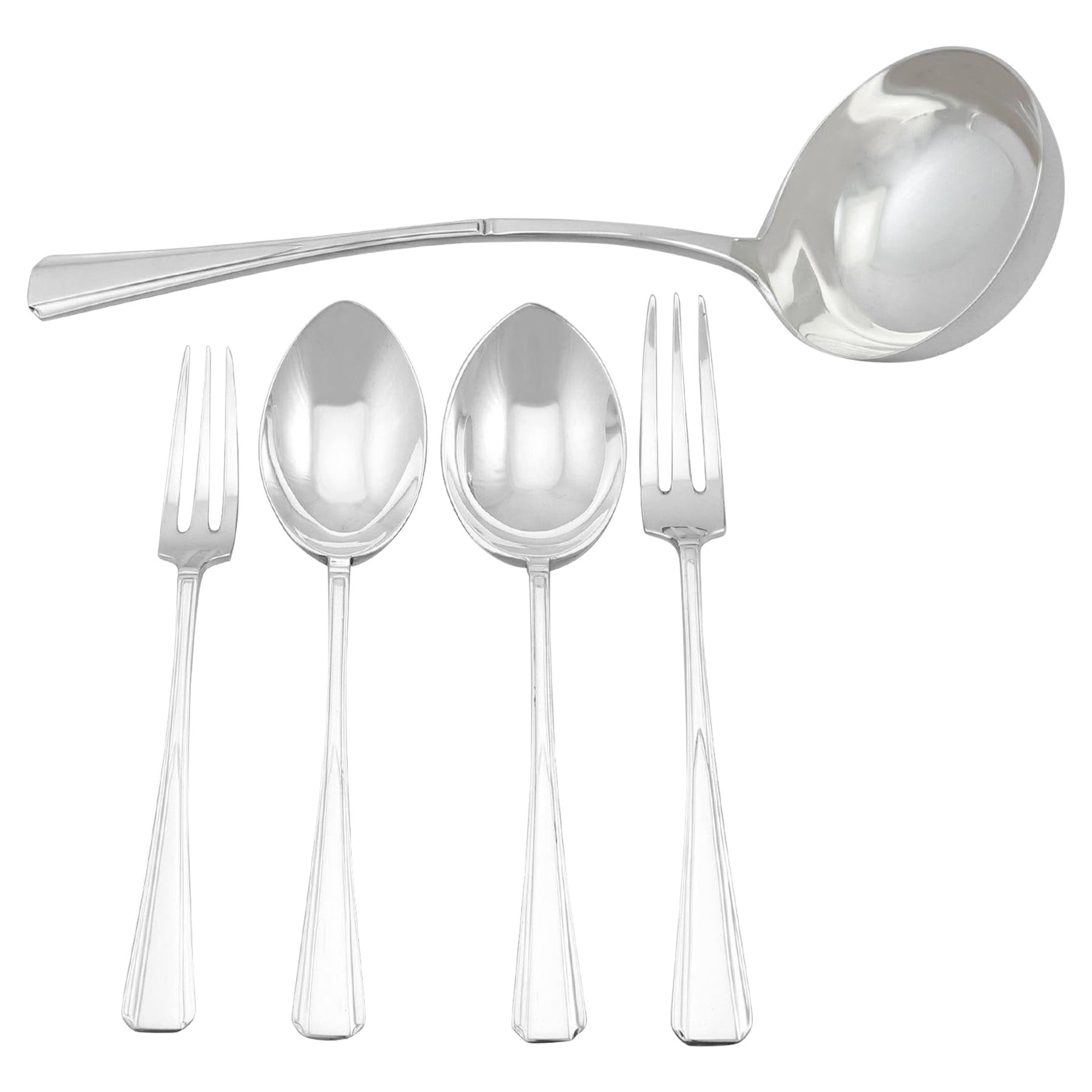 Cantimplora Vintage Art Déco de Plata de Ley con Cubiertos para Doce Personas