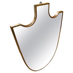 1950s Giò Ponti Style Mid-Century Modern Solid Brass Italian Wall Mirror