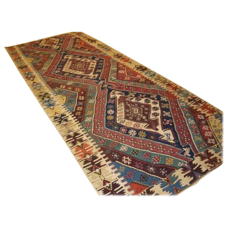 Antique Turkish Malatya Kilim from the Late 19th Century For Sale