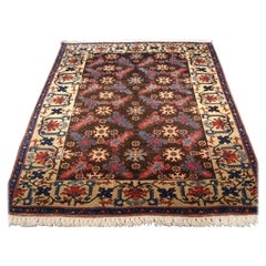 Retro Old Turkish Rug in the Ottoman Transylvanian Lotto Style, About 50 Years Old