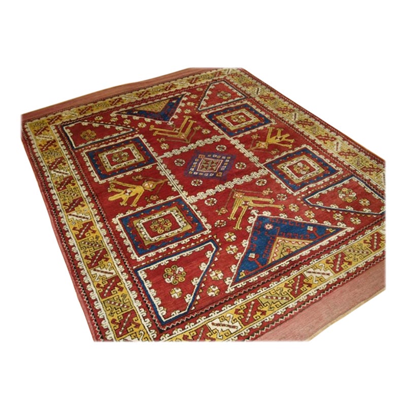 Antique Turkish Bergama Rug Of Classic Design, Yellow Ground For Sale