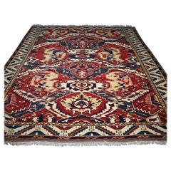 Vintage Hand Knotted Turkish Carpet with Caucasian Dragon Soumak Design