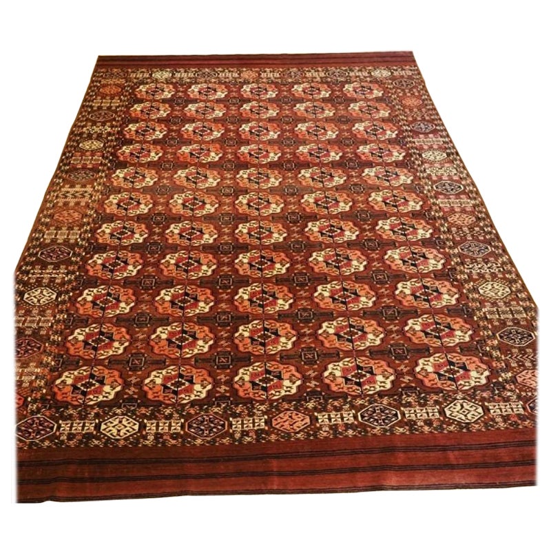 Antique Tekke Turkmen Main Carpet, Small Room Size, circa 1880 For Sale