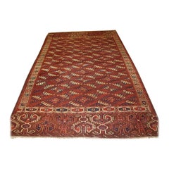 Ancien tapis principal turkmène Yomut avec grands panneaux Elem, vers 1850/70