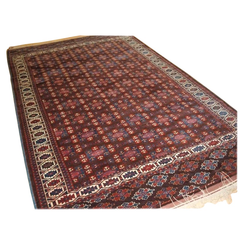 Tapis turkmène antique Yomut avec motif de golfe « Kepse », vers 1900