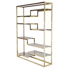 Retro Geometric Gold-Plated Shelving Unit by Belgo Chrom, 1970's