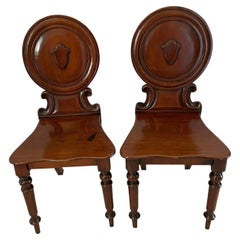 Pair of Antique Victorian Quality Mahogany Hall Chairs