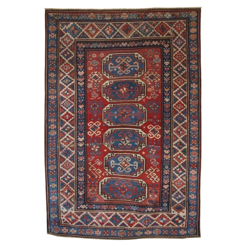 Antique Caucasian Moghan Kazak Rug with Octagon Design For Sale