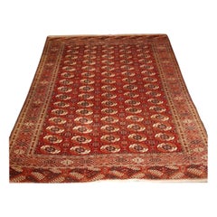 Antique Tekke Turkmen Main Carpet of Square Shape, Late 19th Century