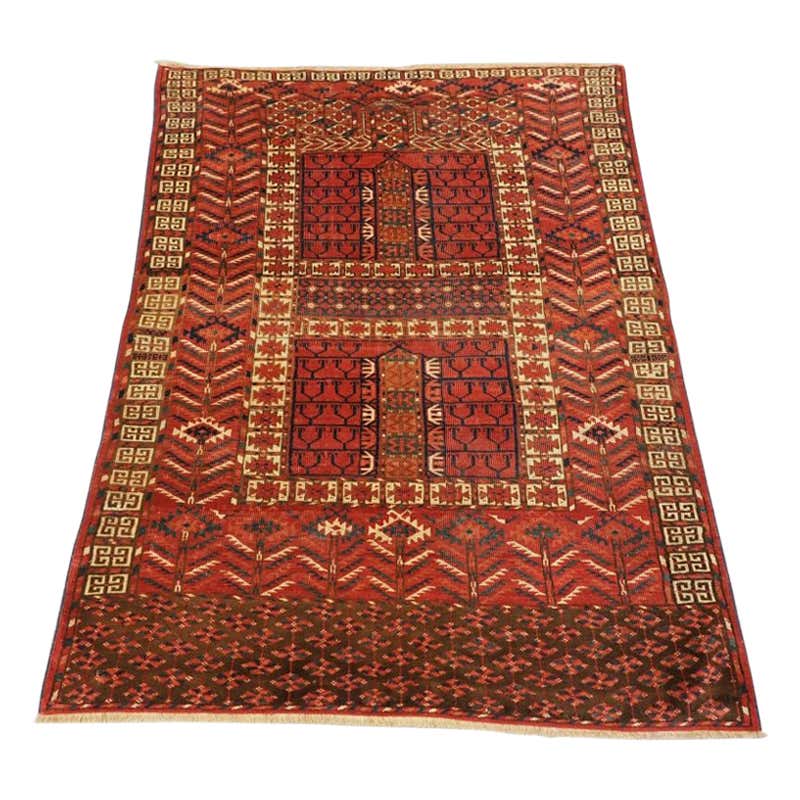 Old Yomut Turkmen Rug of Ensi Design, Good Furnishing Rug, circa 1930 ...
