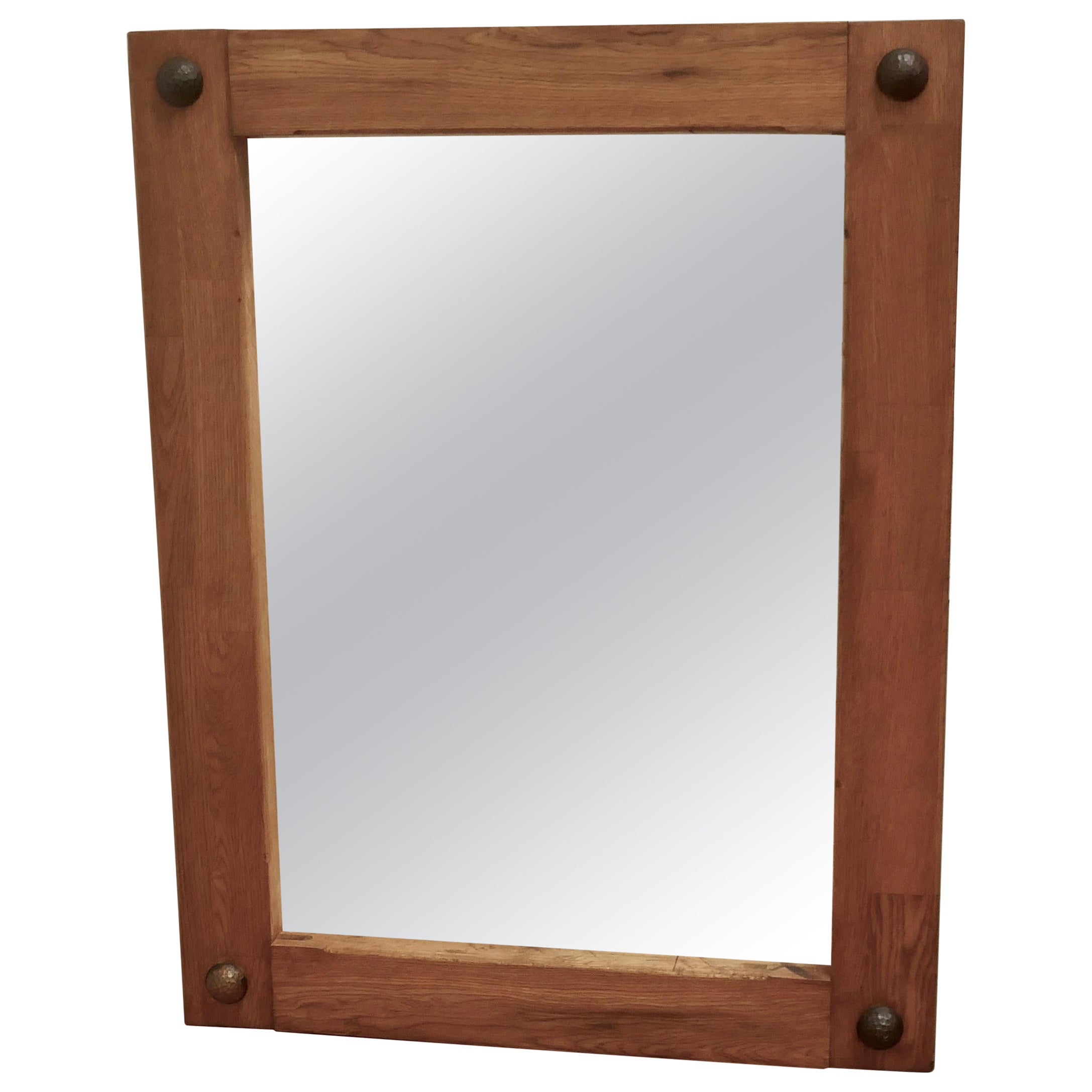 Arts & Crafts Style Golden Oak Wall Mirror  For Sale