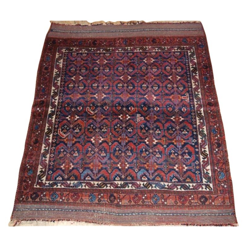 Antique Tribal Afshar Rug with Repeat Herati Design, Second Half 19th Century For Sale