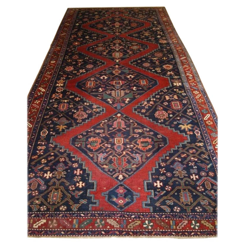 Antique Caucasian Karabagh Kelleh or Long Rug, circa 1900 For Sale