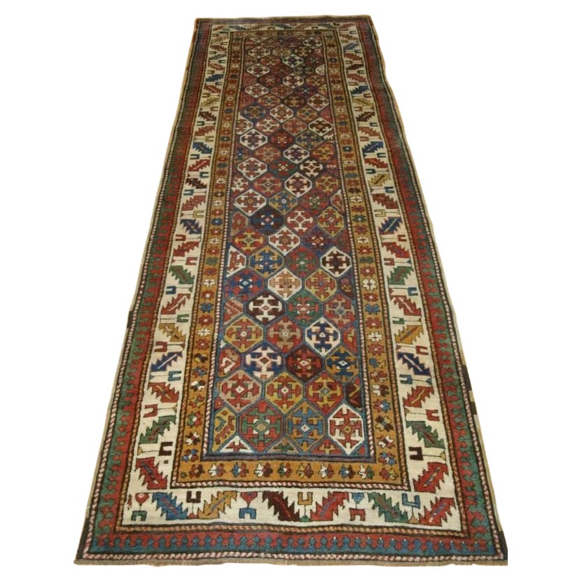 Antique Caucasian Shirvan Runner with Lattice Design, circa 1880