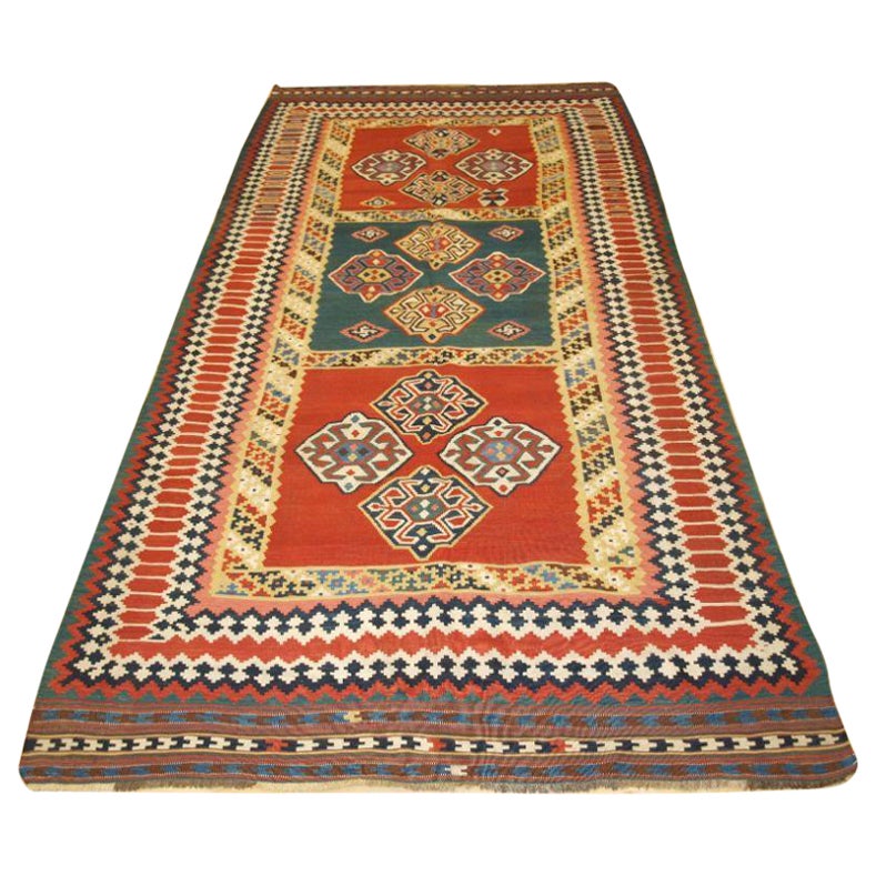 Antique Persian Tribal Qashqai Kilim, South West Persia For Sale
