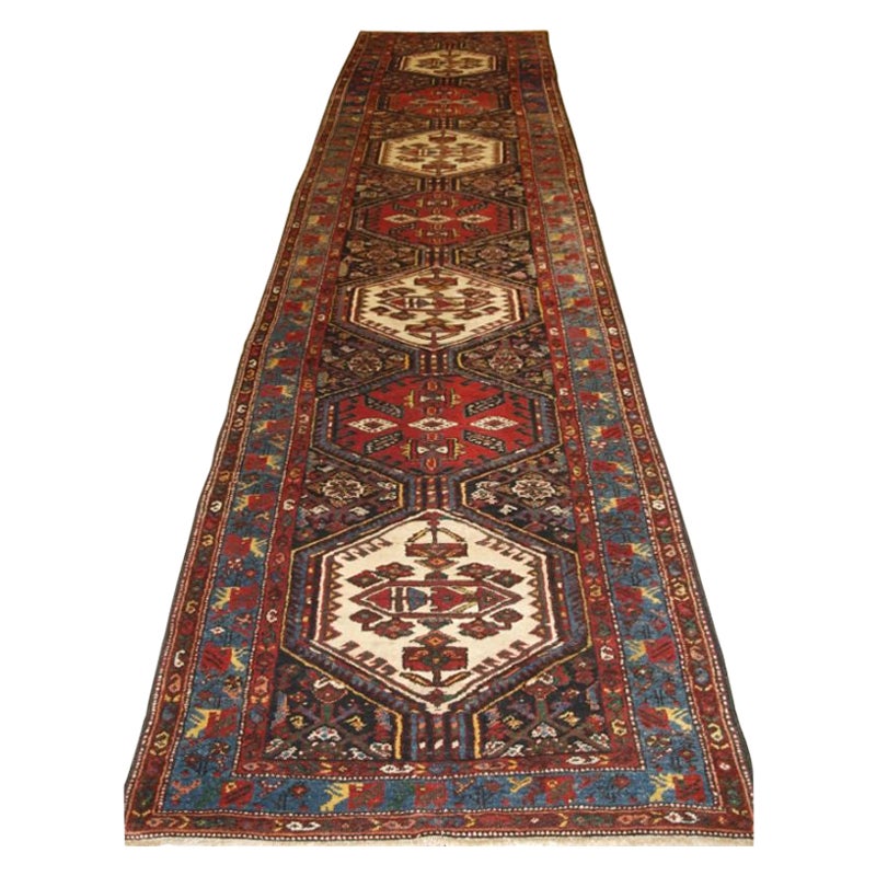 Antique North Persian Kurdish Runner with Boteh Design For Sale