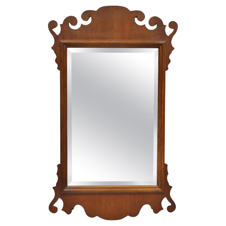 Vintage Hitchcock Mahogany Beveled Glass Federal Style Wall Mirror at
