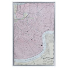 Original Antique City Plan of New Orleans, USA, 1894