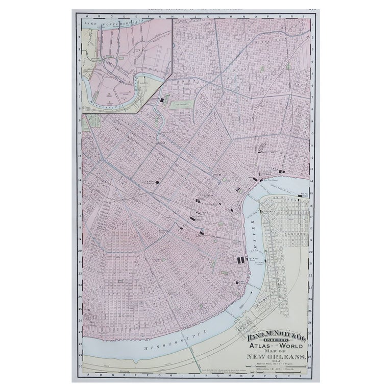 Original Antique City Plan of New Orleans, USA, 1894 For Sale at 1stDibs